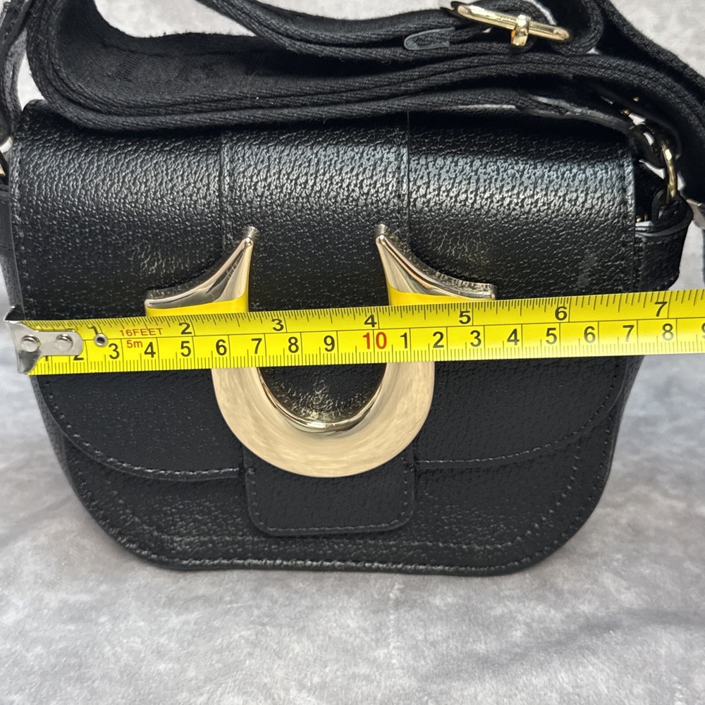 True Religion Stylish Mini Flap Horseshoe Logo Crossbody Bag Black - Picture 13 of 16